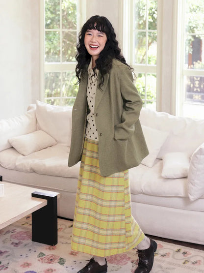 Retro Versatile Wool Plaid Long Skirt【s0000013993】