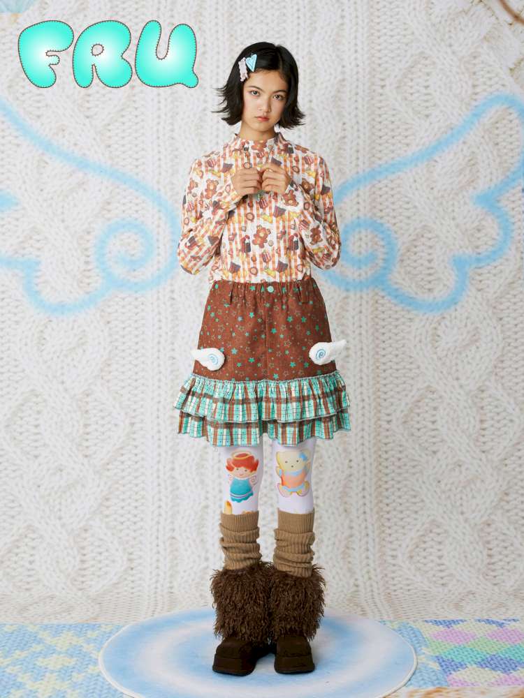 Brown Corduroy Wings Fall Winter Skirt【s0000014848】