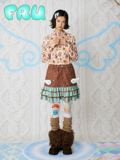 Brown Corduroy Wings Fall Winter Skirt【s0000014848】