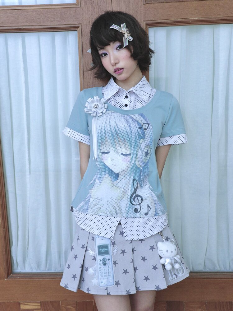 Comic Girl Fake Polka Dot Shirt【s0000016550】