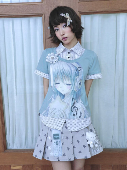 Comic Girl Fake Polka Dot Shirt【s0000016550】