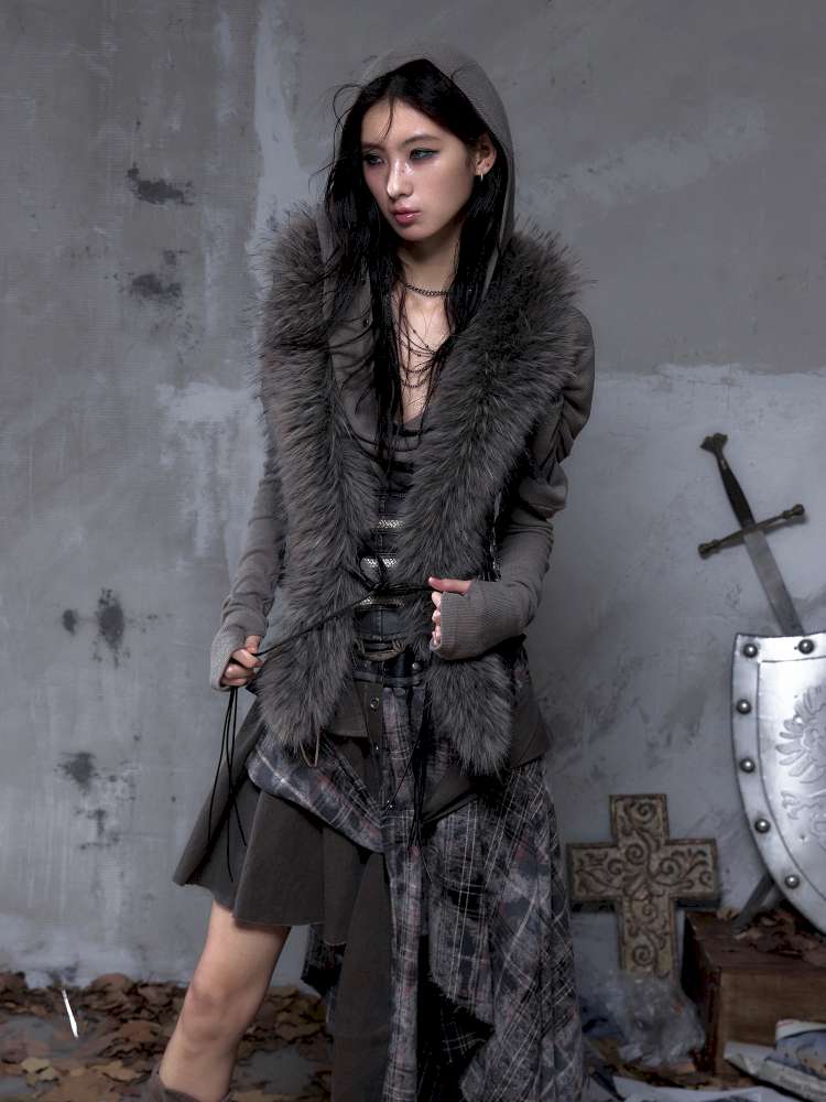 Tie-Front Shearling Vest【s0000014459】