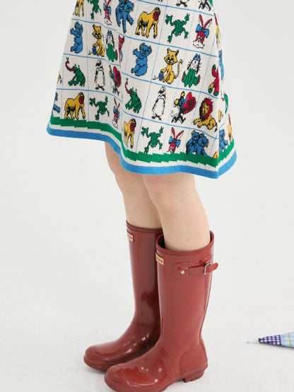 Colorful Animal Knit A-Line Skirt【s0000019254】