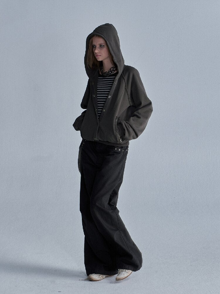 Terry Hooded Split Loose Sweatshirt【s0000018468】
