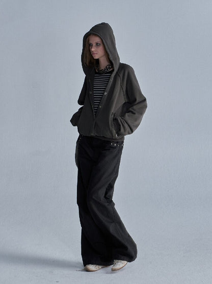 Terry Hooded Split Loose Sweatshirt【s0000018468】
