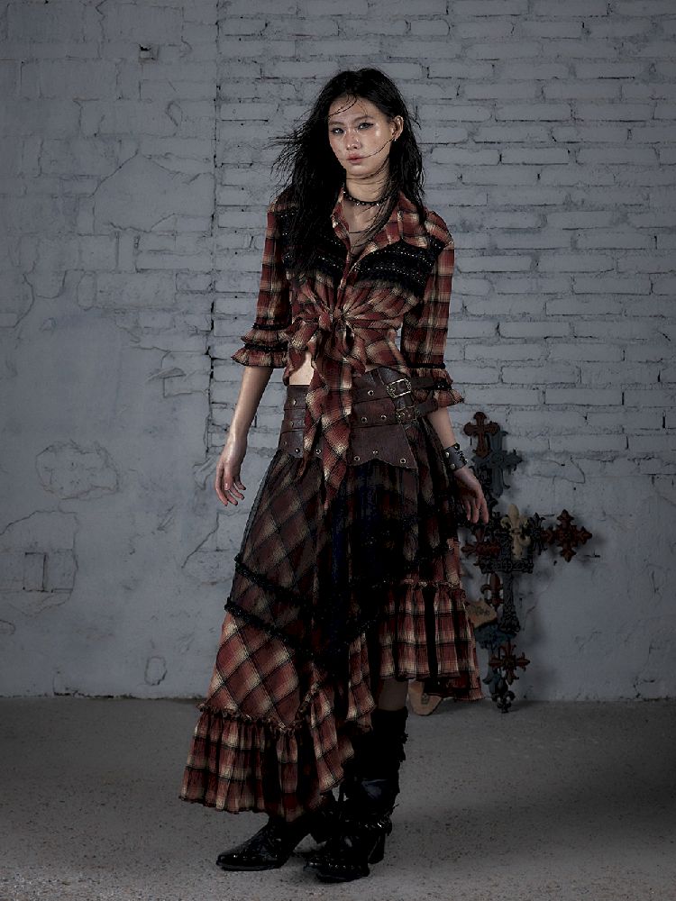 Flare Mid Sleeve Tie Short Blouse【s0000011820】