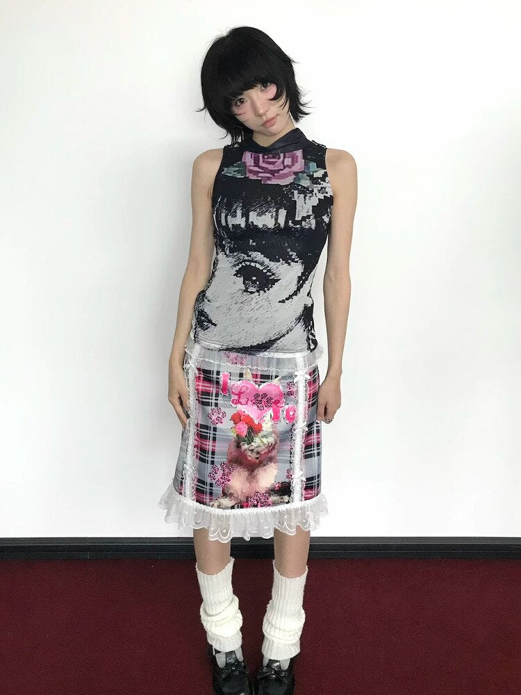 Comic Book Girly Double Mesh Vest【s0000018653】