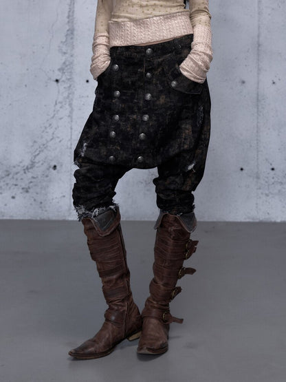 Washed Ripped Denim Harem Pants【s0000015549】