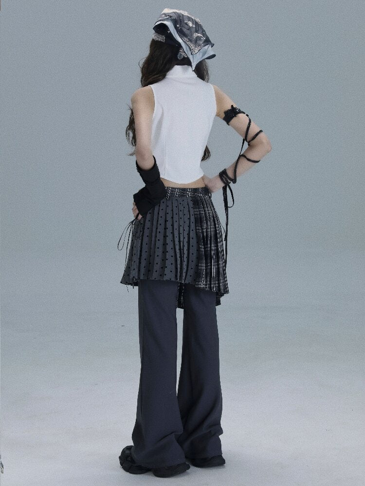 Layered Plaid Patchwork Culottes【s0000016722】