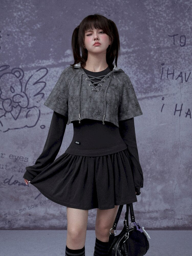 Gray Star Cat Ear Two-Piece Dress【s0000015441】