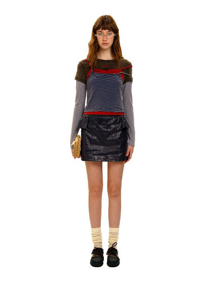 Lace Striped Long Sleeve T Shirt【s0000017915】
