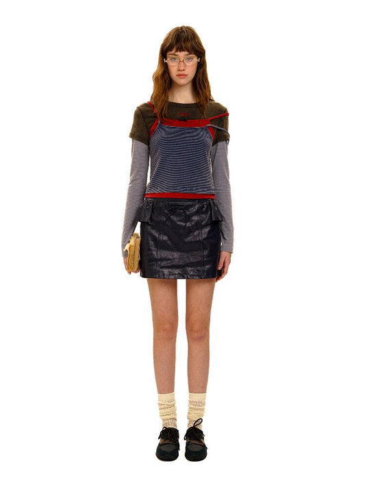 Lace Striped Long Sleeve T Shirt【s0000017915】