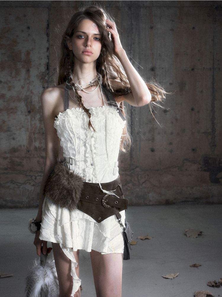 Patchwork Lattice Waisted Dress【s0000013889】