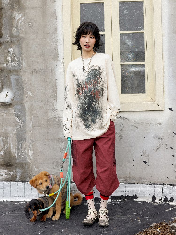 Jellyfish Print Long Sleeve T-shirt【s0000012283】