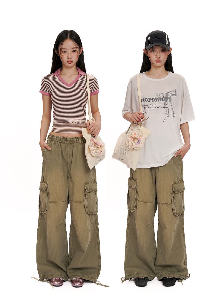 Drawstring Peplum work pants【s0000012494】