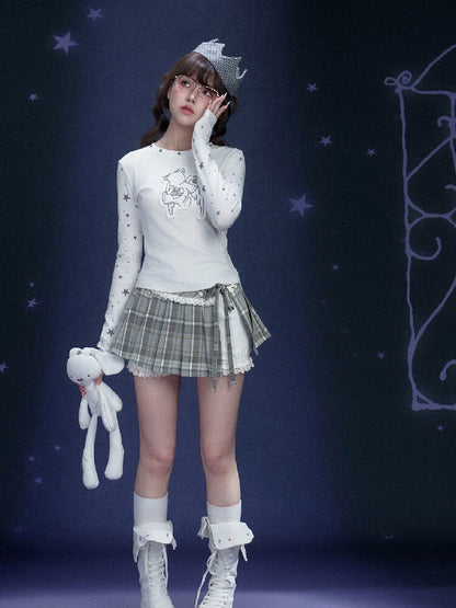 Checkered Pleated Flower Bud Skirt【s0000015765】