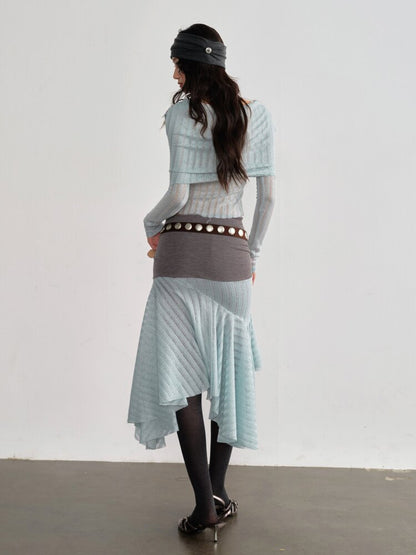 Mint Translucent Swing Collar Skirt【s0000015698】