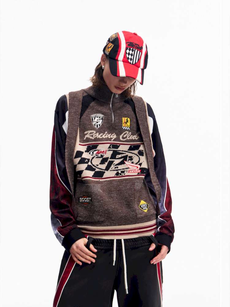 Vintage Racing Knitted Vest【s0000015177】