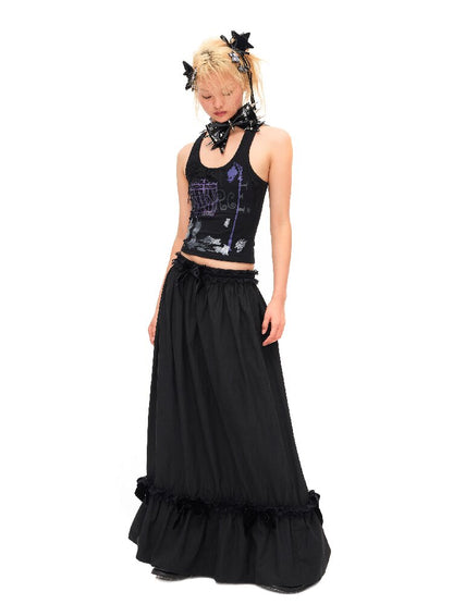 Velvet Bow Pleated Maxi Skirt【s0000016499】