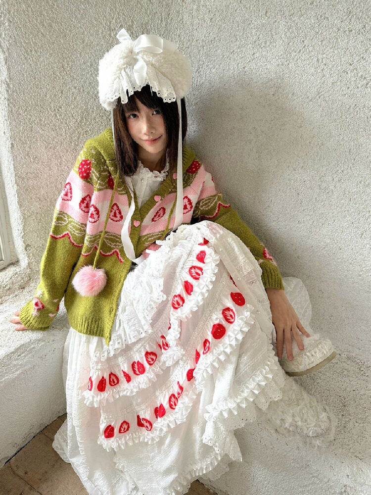Strawberry Matcha Fair Isle Cardigan【s0000018535】