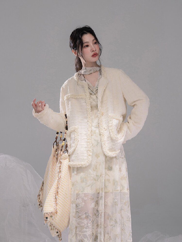 Broken Apricot White Wool Jacket【s0000015735】