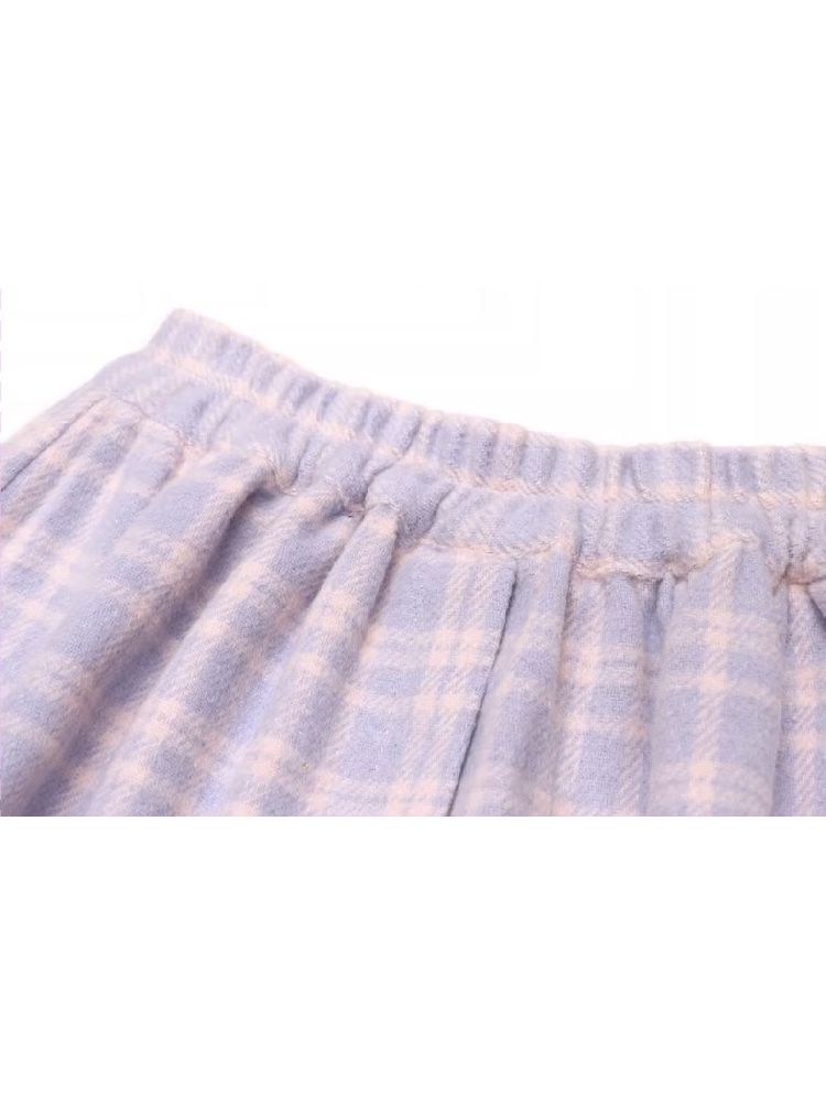 Purple Pink Plaid Peplum A-line Skirt【s0000005256】