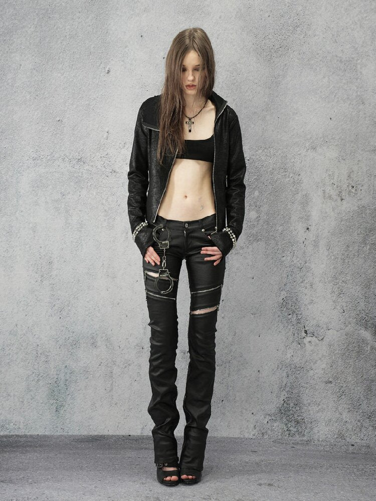 Coated Zip Stud Skinny Pants【s0000016943】