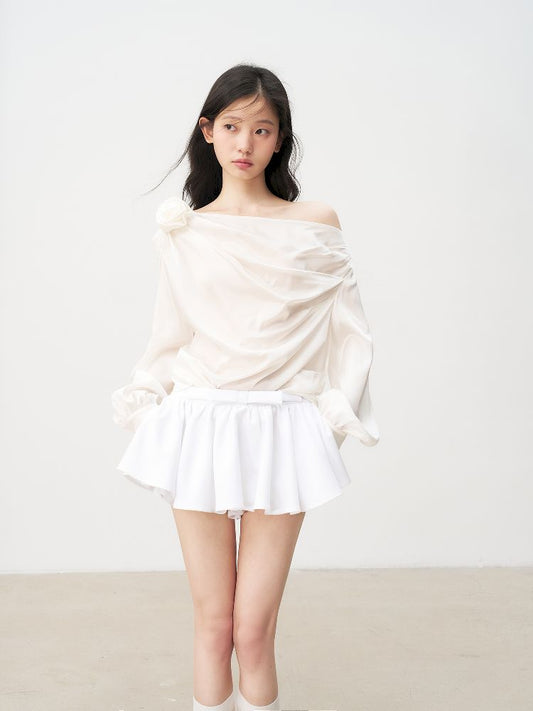 One Neck Slant Shoulder Top【s0000011958】