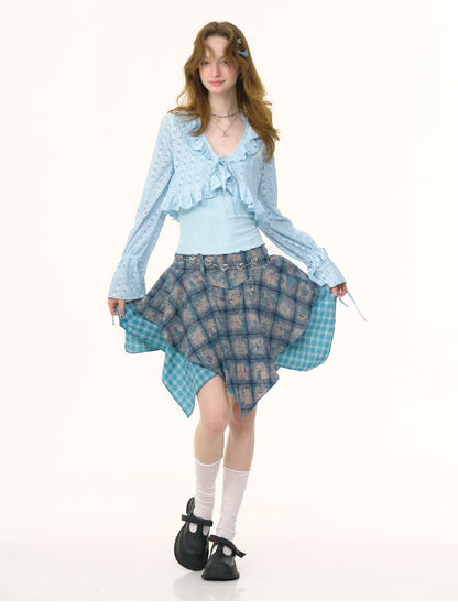 Blue Plaid Half-body Skirt【s0000012249】
