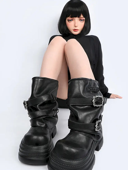 Thick Sole Mid-Calf Western Boots【s0000014186】