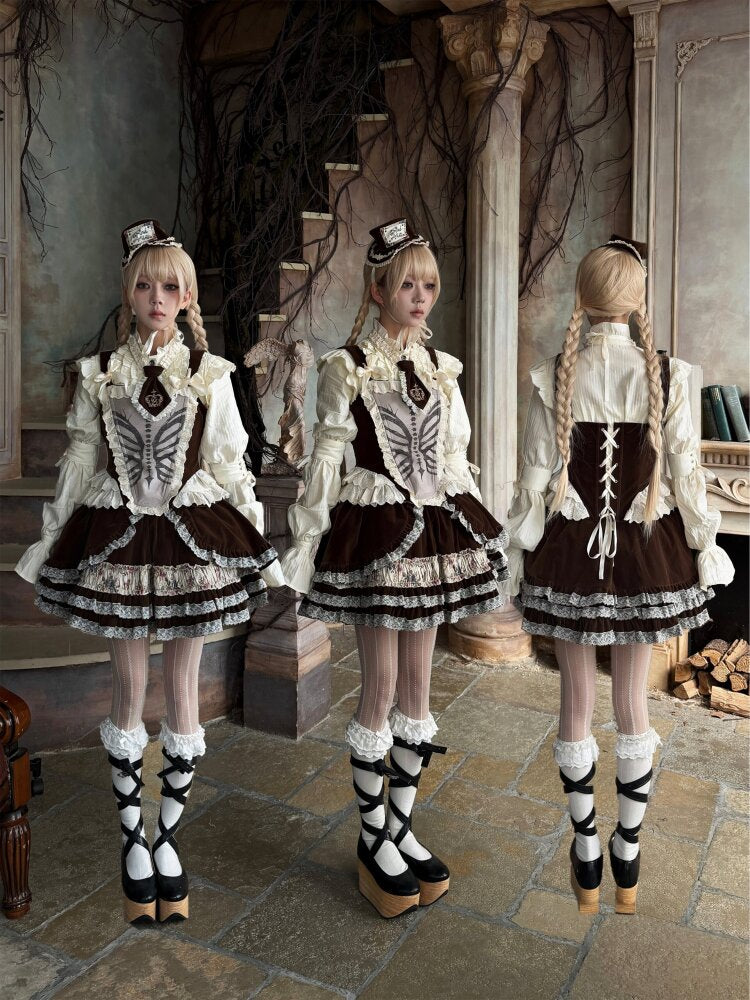 Lotus Sleeve Lace Beige Crop Top【s0000015614】