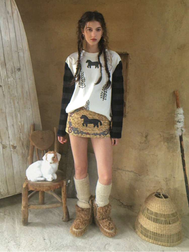Bamboo Pony Print Padded Skirt【s0000015079】