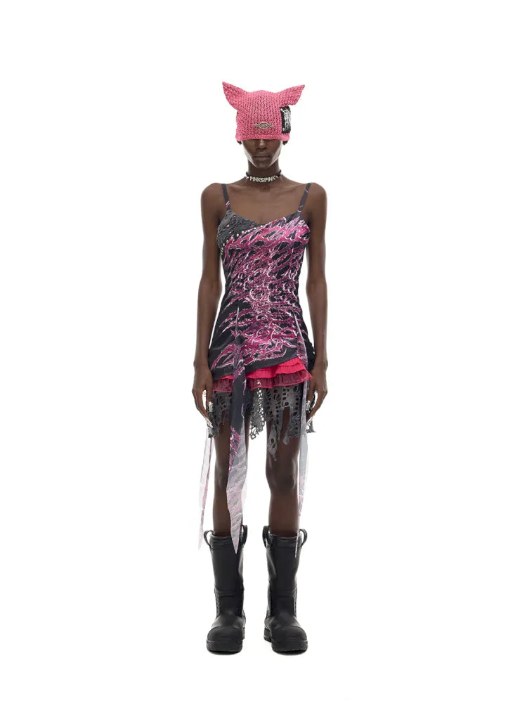 Cat-Eared Concept Little Devil Hole-Pattern Beanie【s0000014010】