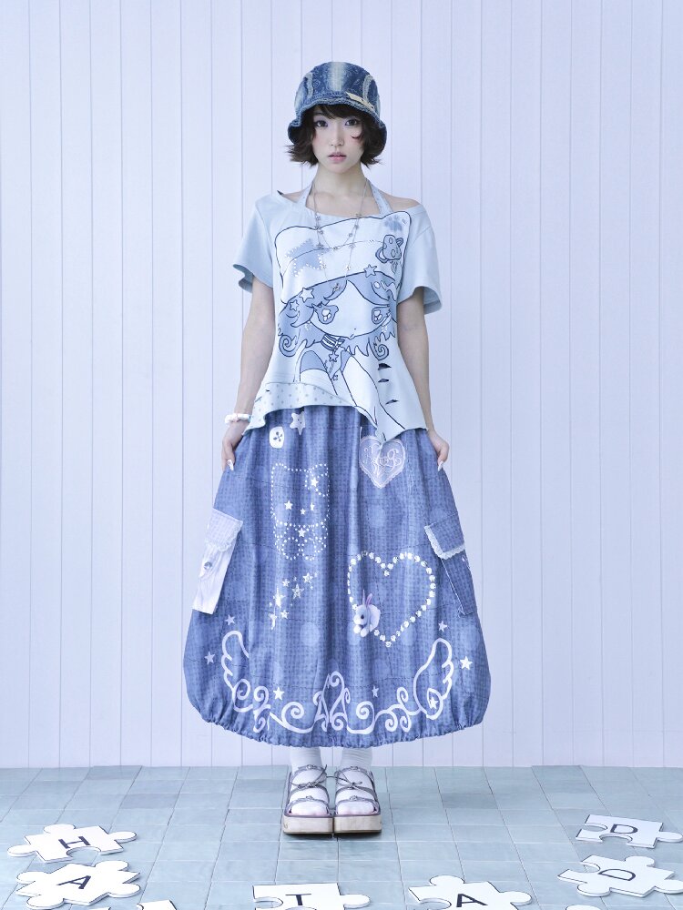 Faux Linen Polka Dot A-Line Skirt【s0000017131】