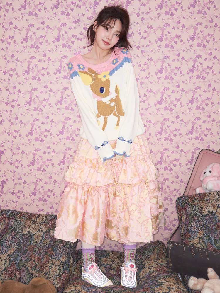 Navy Blue Off-white Fawn Sweater【s0000015025】