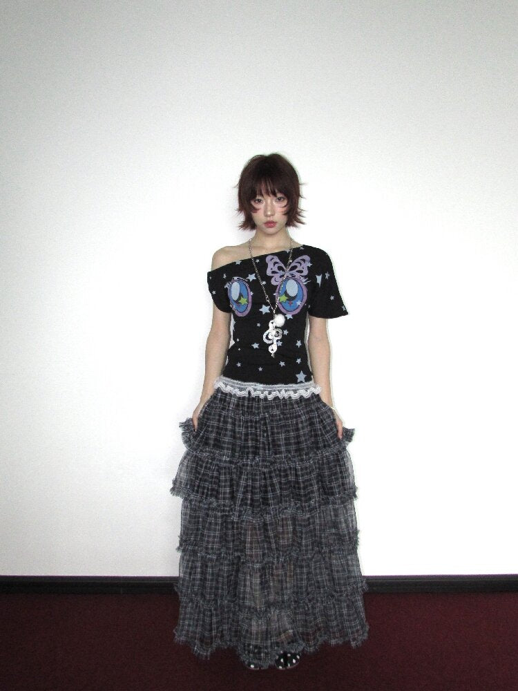 Butterfly Star Comic Eye Short Top【s0000018658】