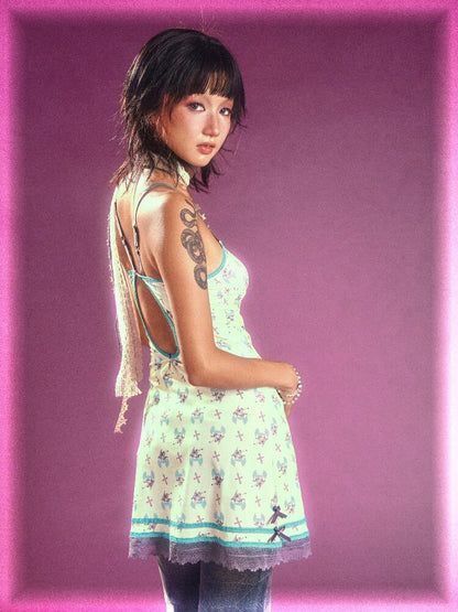 Original Devil Cross Lace Bow Dress【s0000016859】