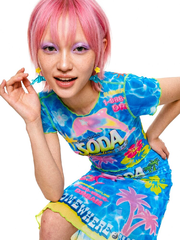Mesh Short Sleeve Mermaid Dress【s0000017519】