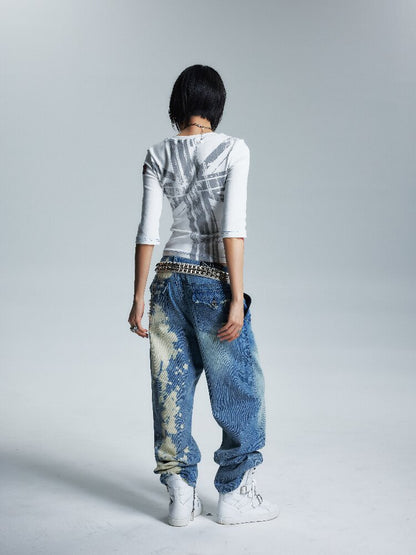 Asymmetrical Topstitch Mid Sleeve T【s0000016998】