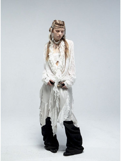 Ruffle Loose Romantic Lace Shirt【s0000011835】