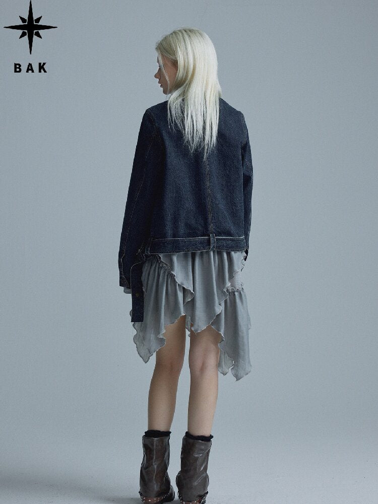 Distressed Texture Denim Jacket Top【s0000018545】
