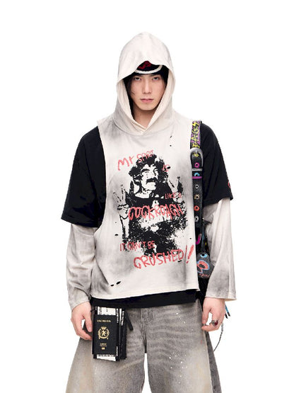 Color Rubbed Printed Long Sleeve Tee【s0000011696】