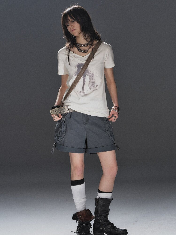 Portrait Print Linen Punk T Shirt【s0000016245】