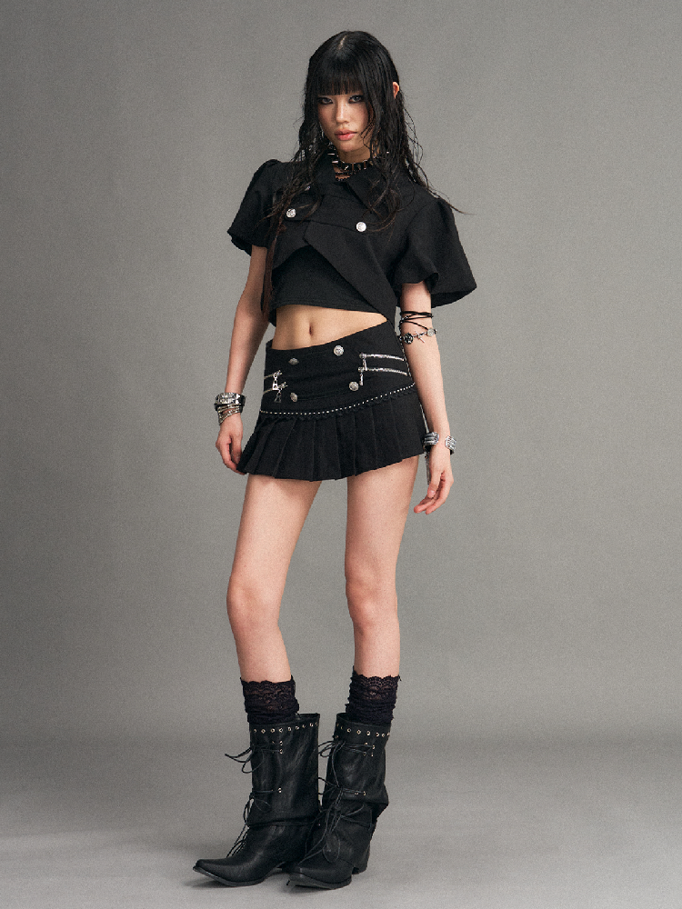 Palace Punk Metal Zipper A-line Skirt【s0000017523】