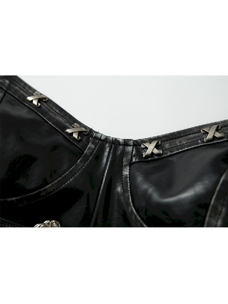 슬림 랩 짧은 가죽 가슴 판 [S0000011436]