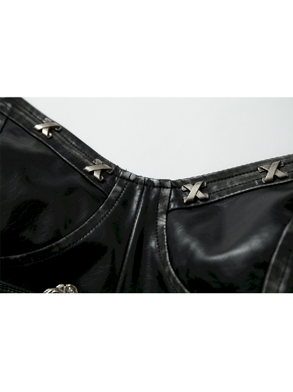 슬림 랩 짧은 가죽 가슴 판 [S0000011436]