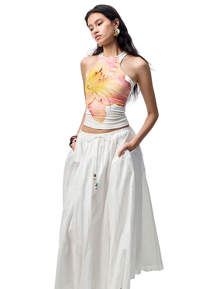 Floral Printing Hot Rhinestone Work Vest【s0000012406】