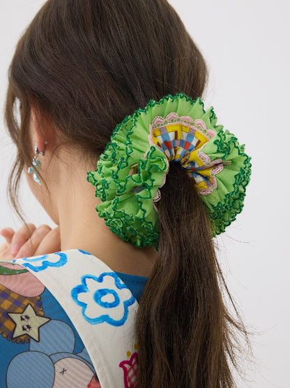 Two Color Lace Pile Scrunchies【s0000016709】