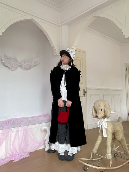 Wood Ear Trim Vintage Long Coat【s0000011337】