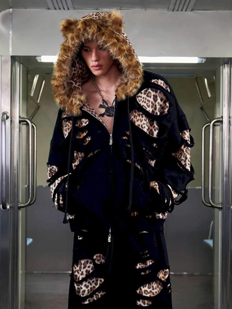 Leopard Print Rip Double Sweatshirt【s0000014646】